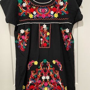 Black Embroidered Floral Dress